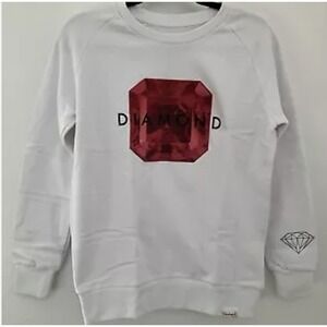 Men's Diamond Supply Rare Gems Crew Neck Sweatshirt SizeXSm White Graphic Script